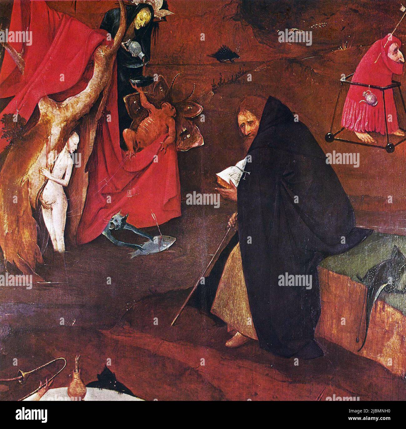 'The Temptation of St.Anthony', detail from the right wing of the triptych by Hieronymus Bosch. Lisbon, Museu Nacional de Arte Antiga. Stock Photo