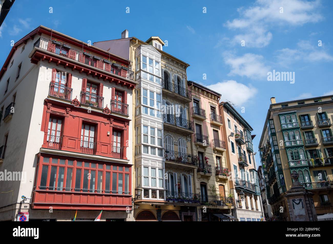 View on houses and streets in old part of Bilbao city, Basque Country ...