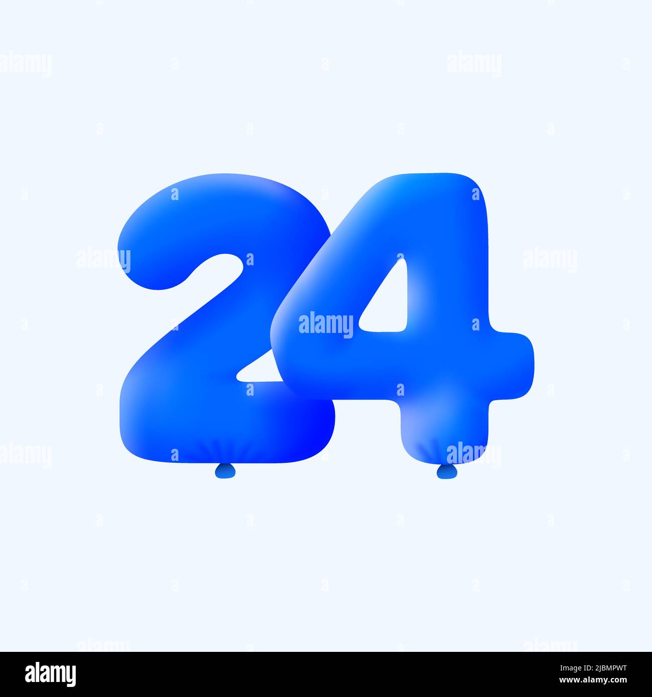 Blue 3D number 24 balloon realistic 3d helium blue balloons. Vector illustration design Party decoration, Birthday,Anniversary,Christmas, Xmas,New year,Holiday Sale,celebration,carnival,inflatable Stock Vector