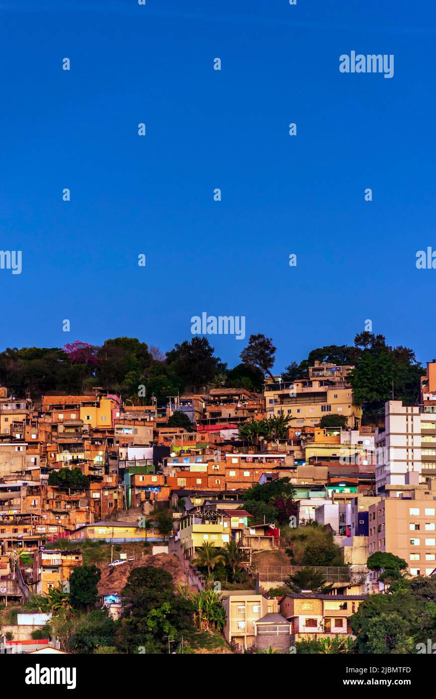 Dusk in the slum in downtown Belo Horizonte city in Minas Gerais Stock Photo