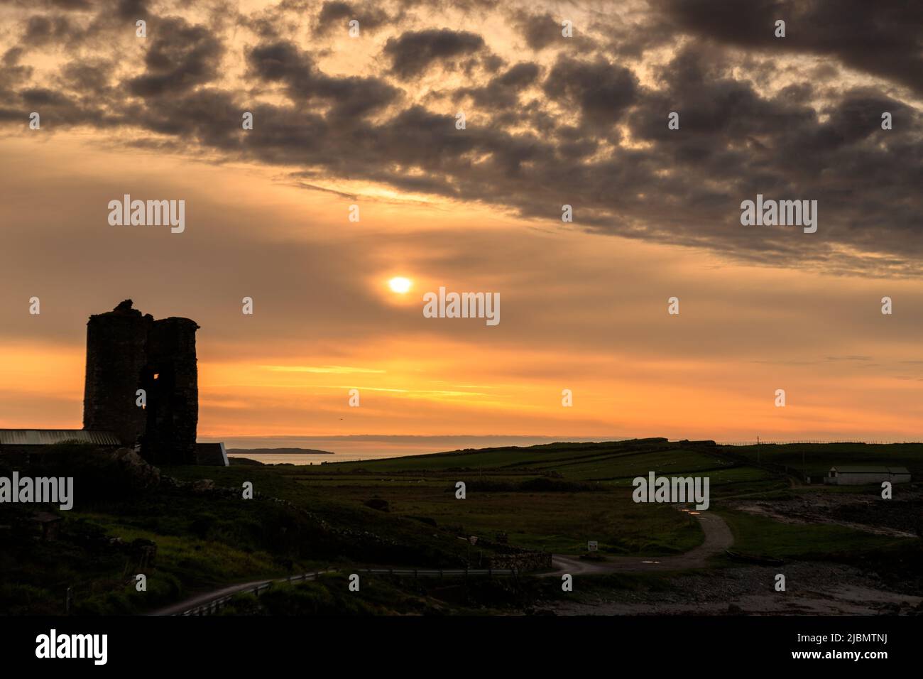 Renvyle castle at sunset on the atlantic coast of County Galway, Ireland Stock Photo