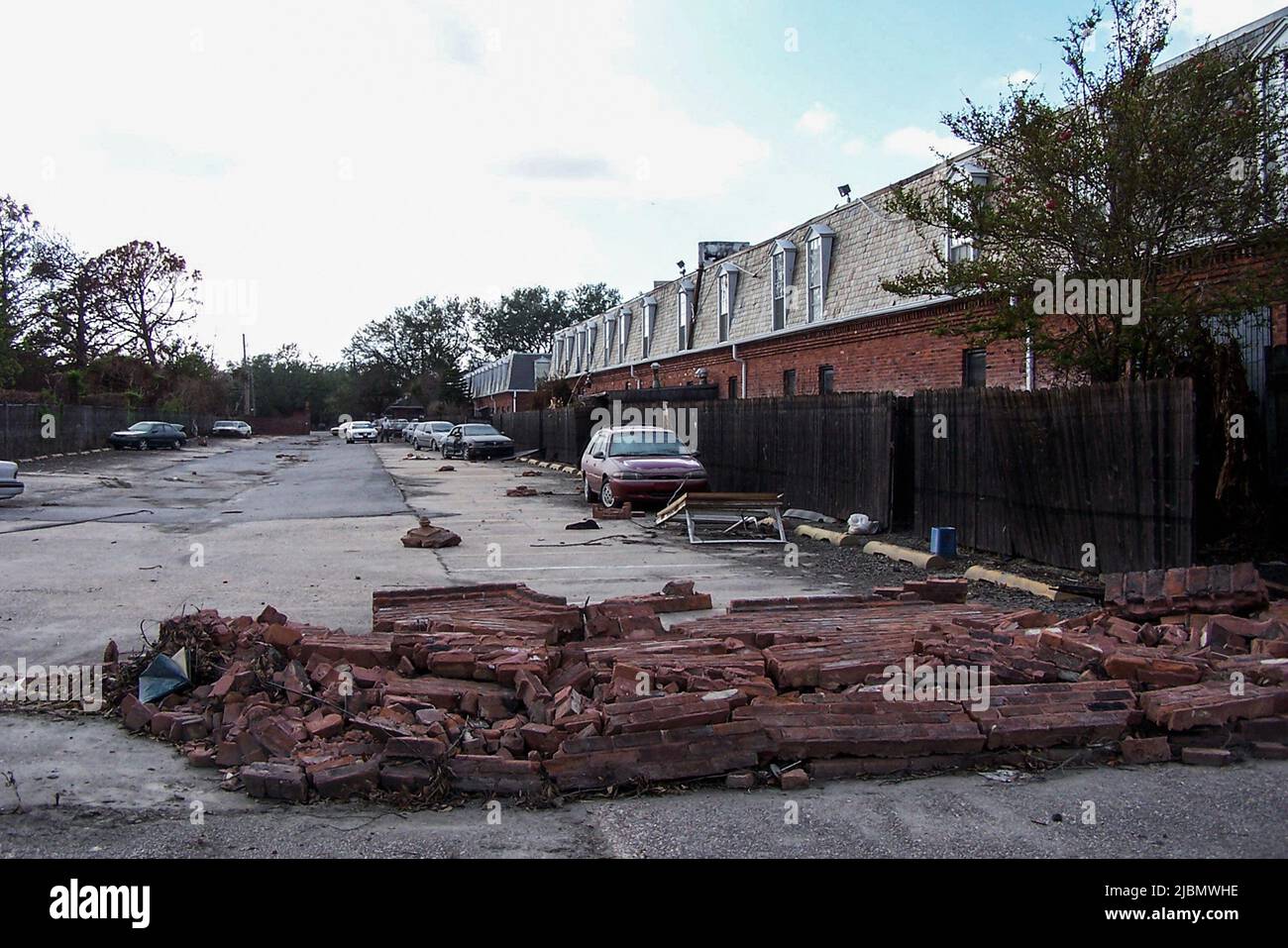 Hurricane Katrina was the costliest in U.S. history and left widespread economic impacts. Oil and gas industry operations were crippled after the stor Stock Photo