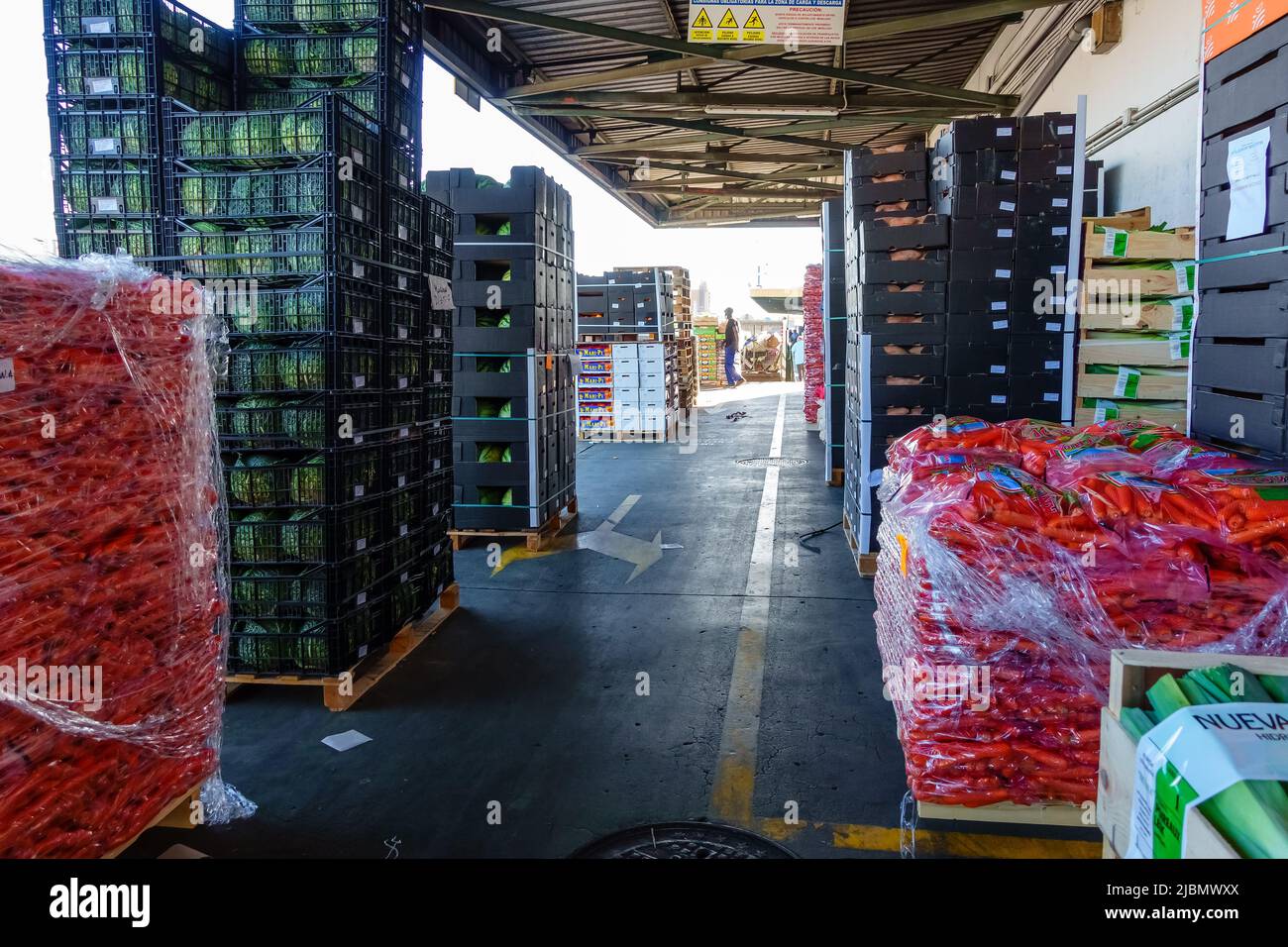 Mercamadrid, Madrid, Spain - June 7, 2022: loading and unloading area of the Madrid fruit market. Stock Photo