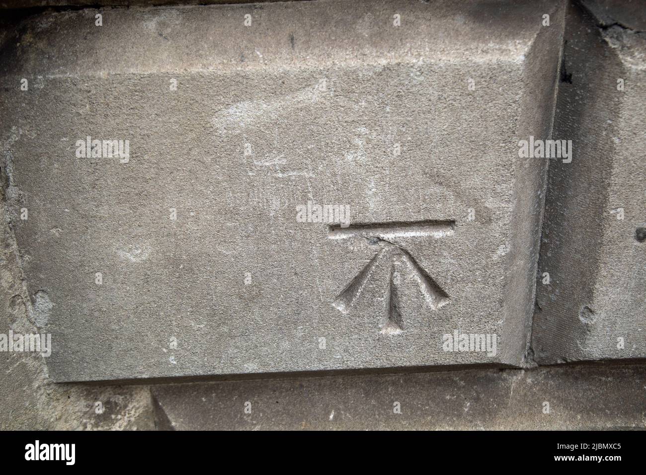 Masons marks on stonework Stock Photo