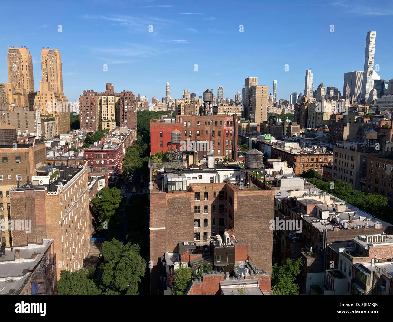 Housing stock and other buildings in the Upper West Side neighborhood of New York on Monday, June 6, 2022. (© Frances M. Roberts) Stock Photo
