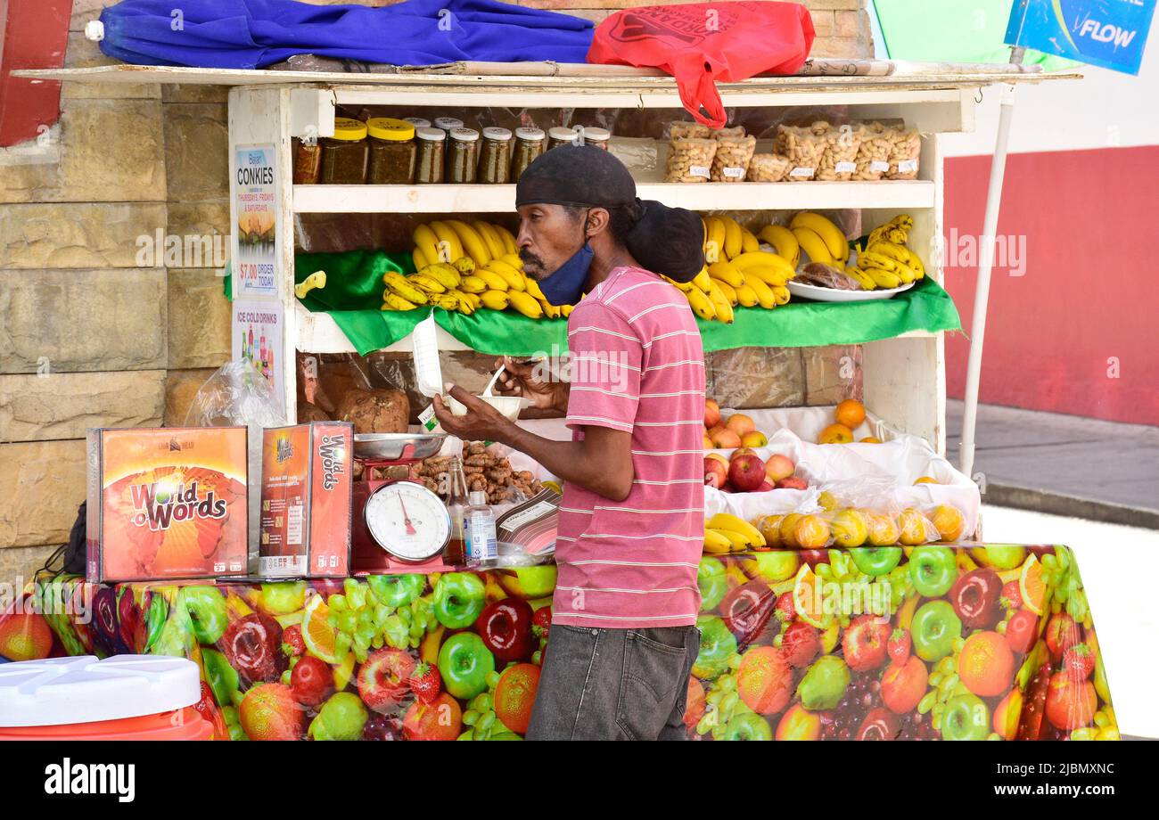 The fruit man in bridgetown barbados hires stock photography and
