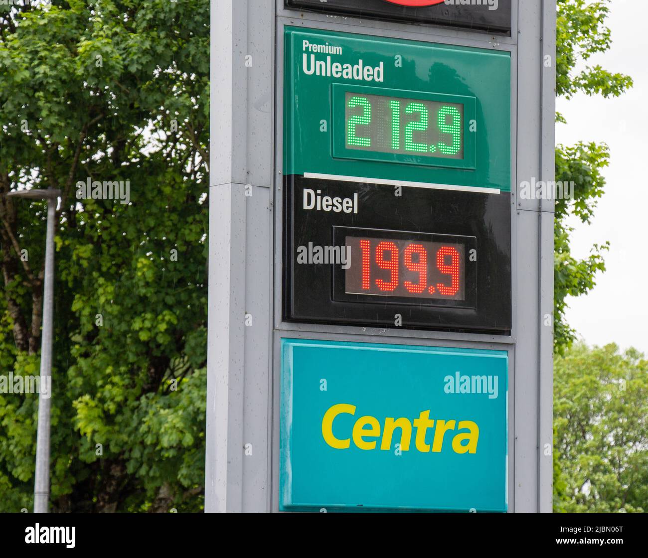 West Cork, Ireland. Tuesday 7th June 2022. Fuel prices were well past 2 Euro a litre today in parts of West Cork with some garages charging up to 2.12 Euro per litre for Unleaded Petrol. Credit aphperspective/Alamy Live News Stock Photo