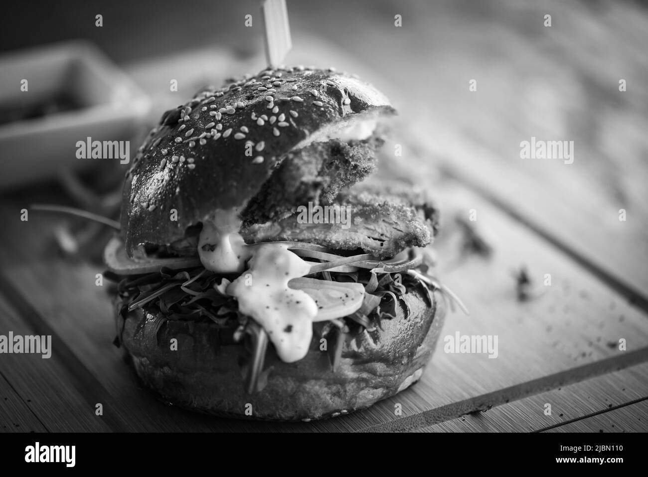 tasty delicious home made burgers with french fries Stock Photo