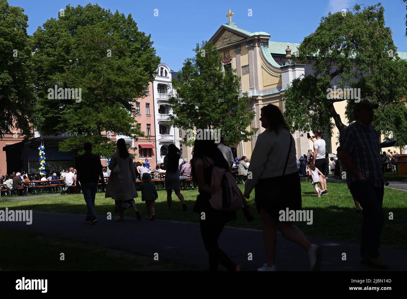 The celebration of the National Day of Sweden  in and around Olaiparken in central Norrköping, Sweden, on Monday. Stock Photo