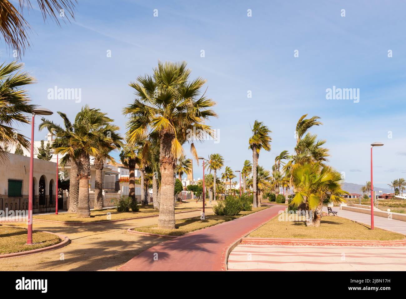 VERA, SPAIN 23 JANUARY 2019 Recreational path in a Spanish town