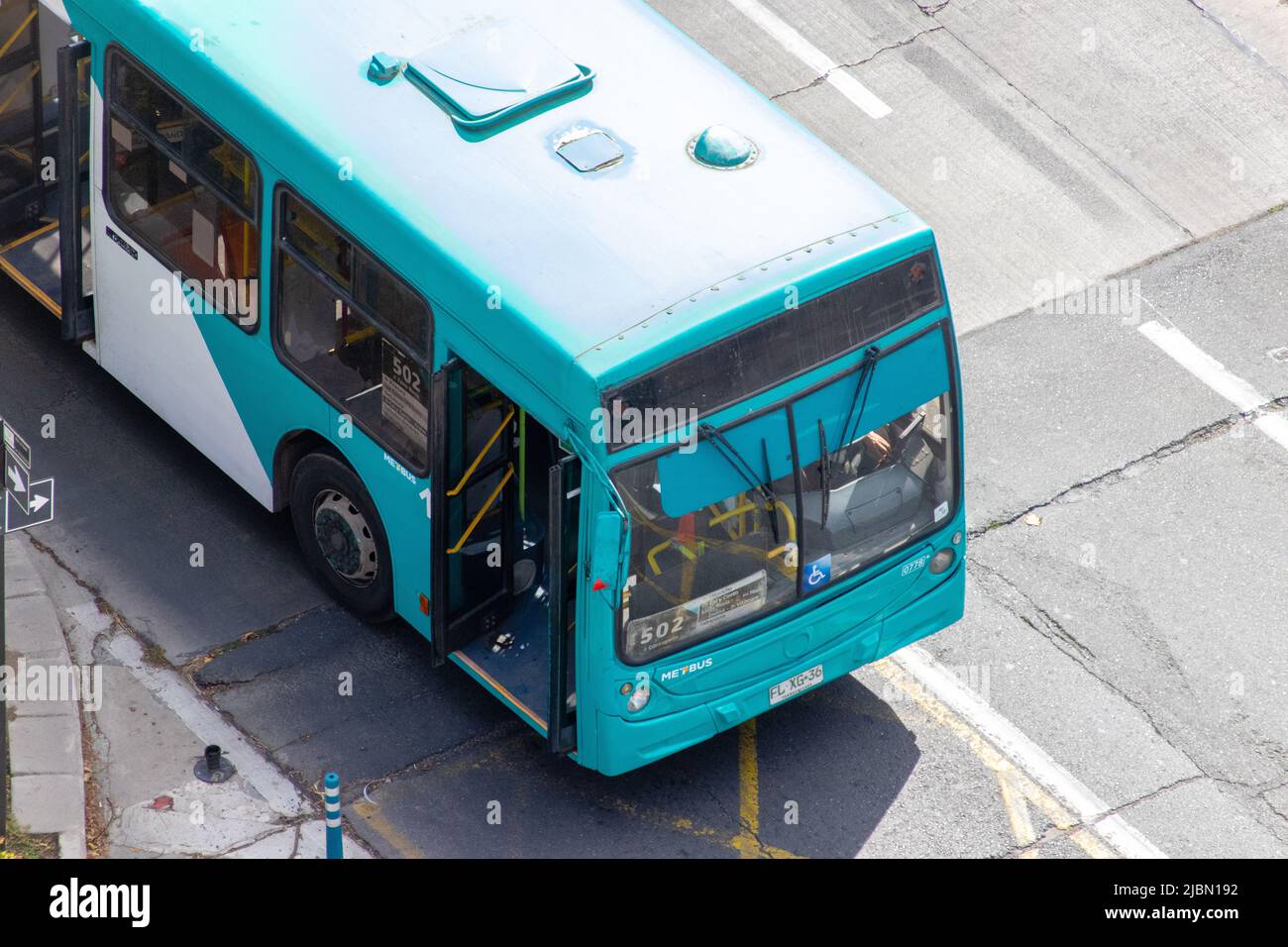 Transit bus in Las Condes, operated by Metbus in Santiago, Chile Stock ...