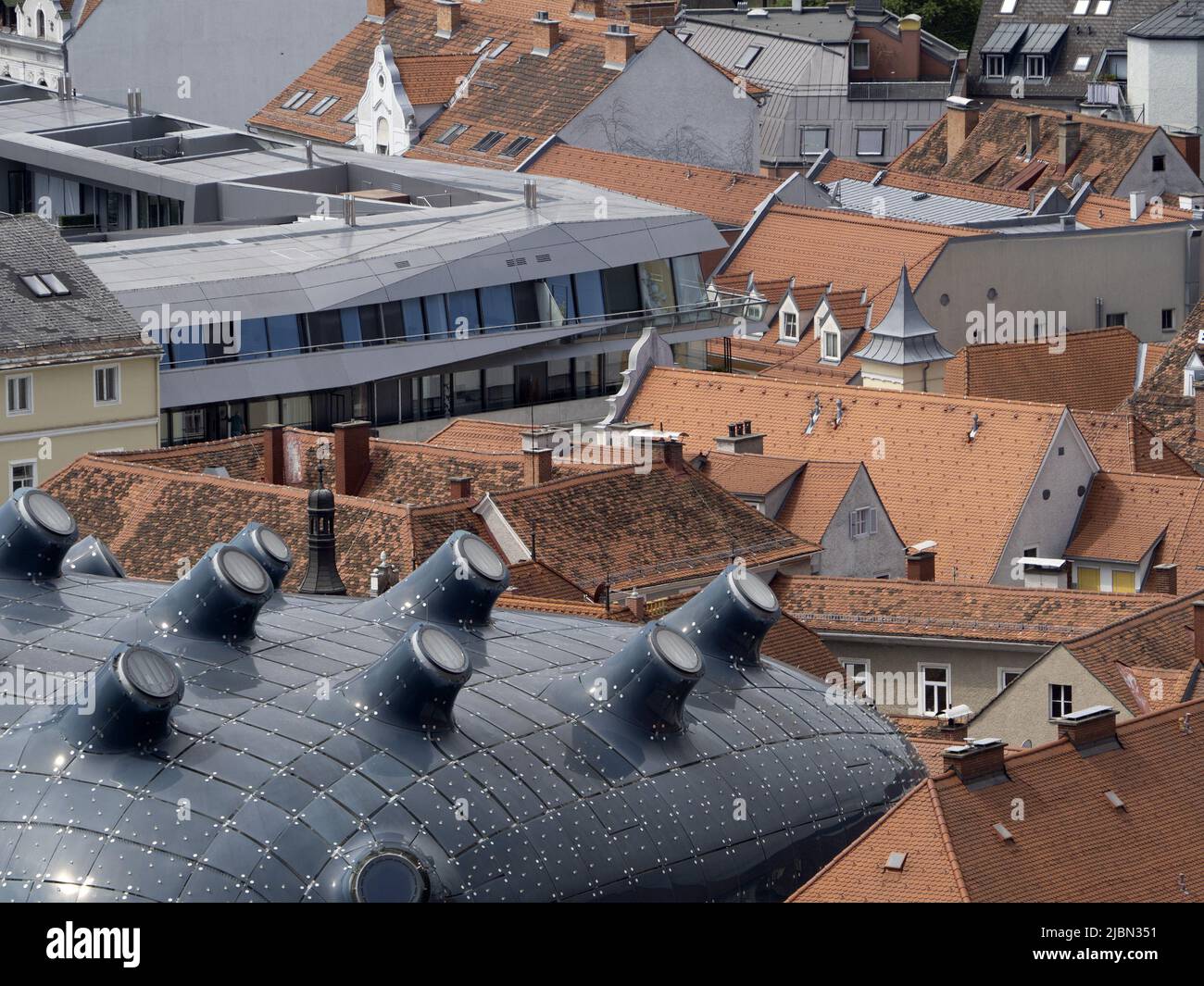 kunsthaus graz friendly alien Graz austria roofs detail modern building ...