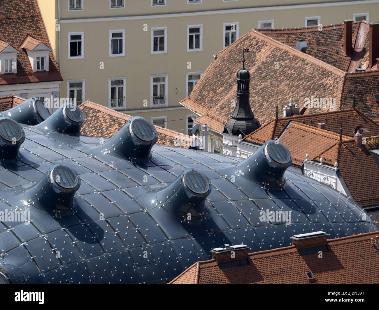 kunsthaus graz friendly alien Graz austria roofs detail modern building ...
