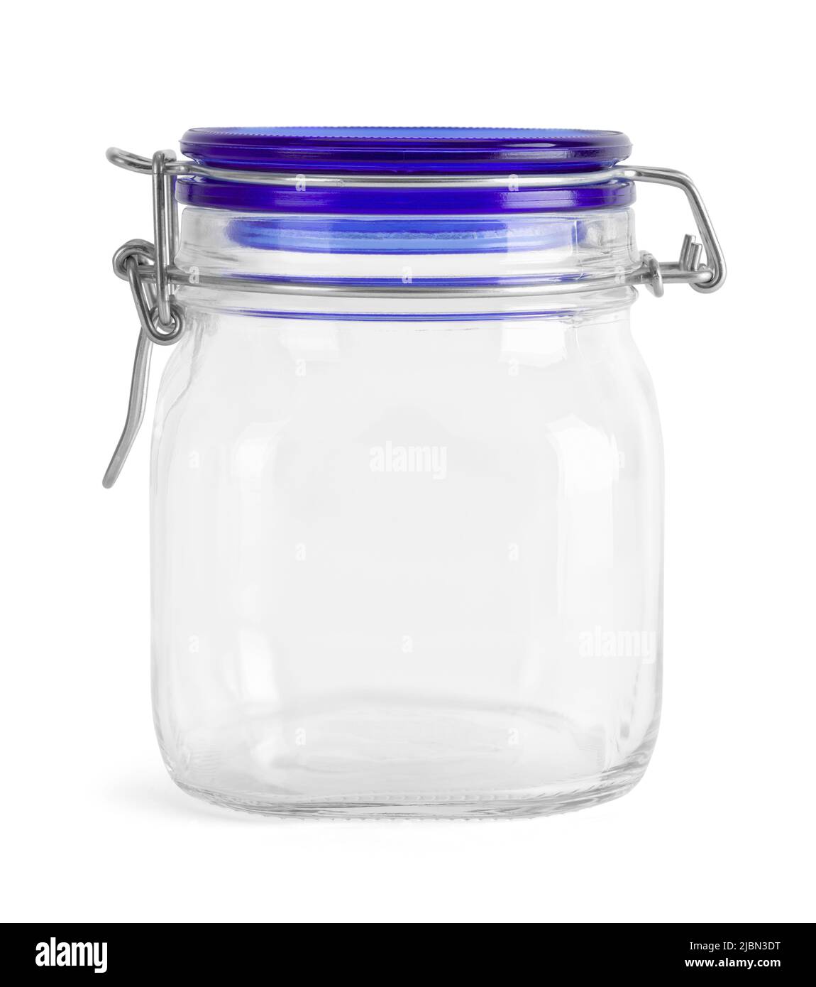 Glass Jar Sealed Lid Cut Out on White. Stock Photo