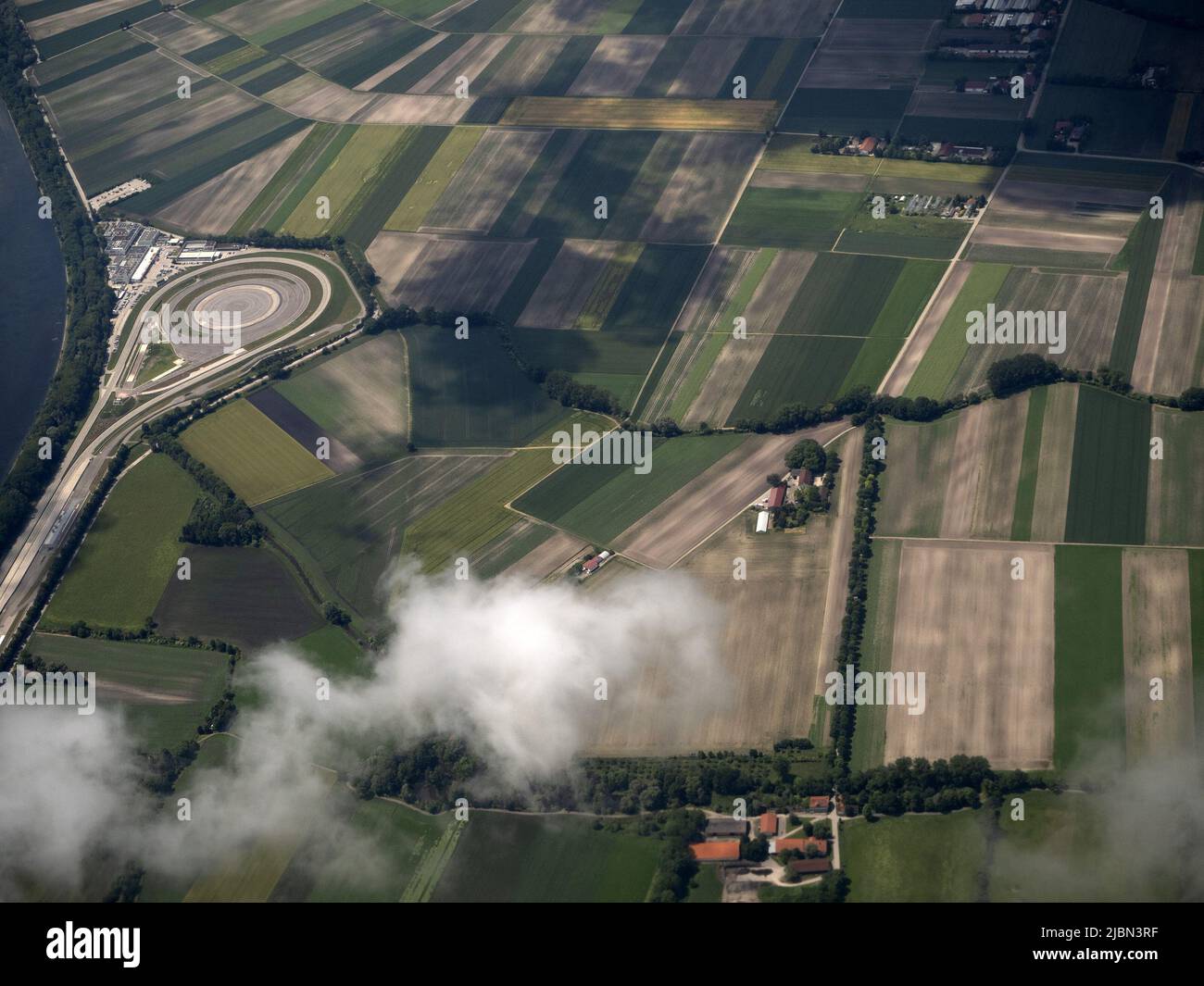 farmed fields Munchen bavaria germany area aerial landscape from ...