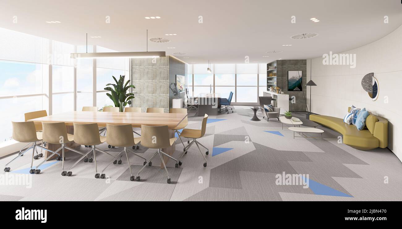 3d render of modern working space Stock Photo