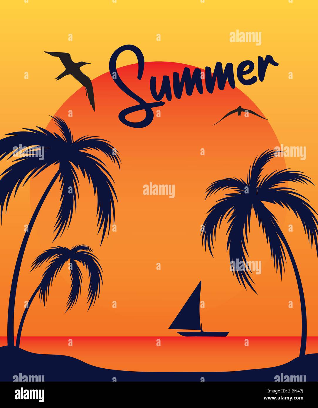 Tropical Summer vacation, Summer template Stock Vector