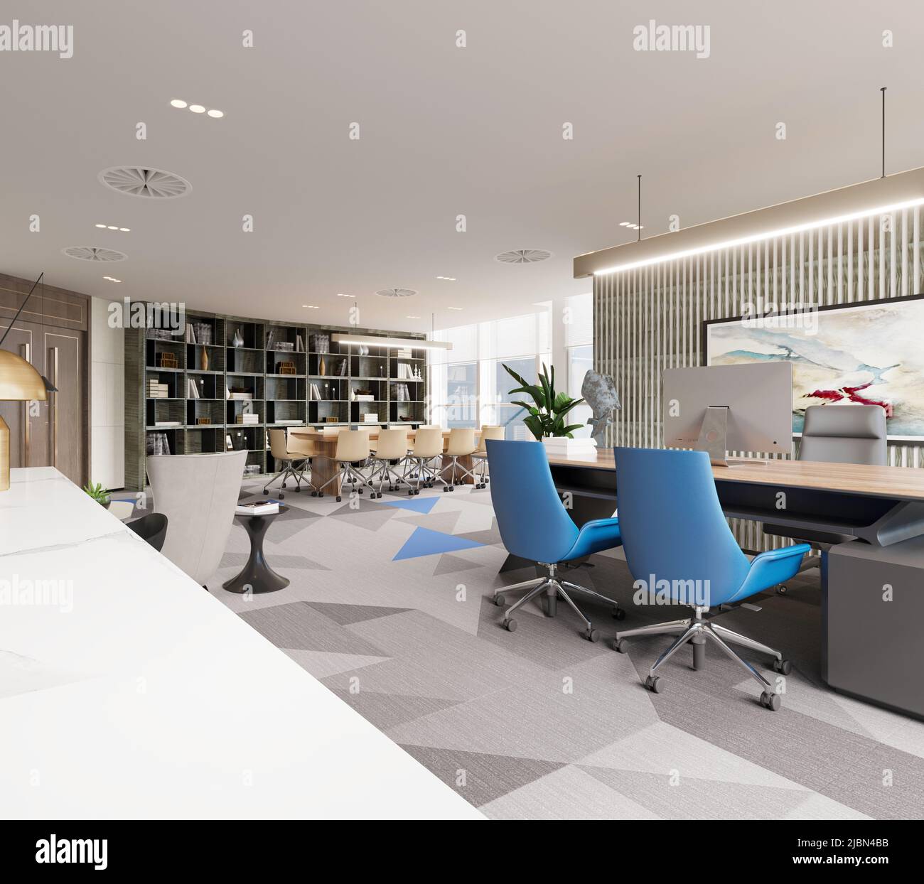 3d render of modern working space Stock Photo