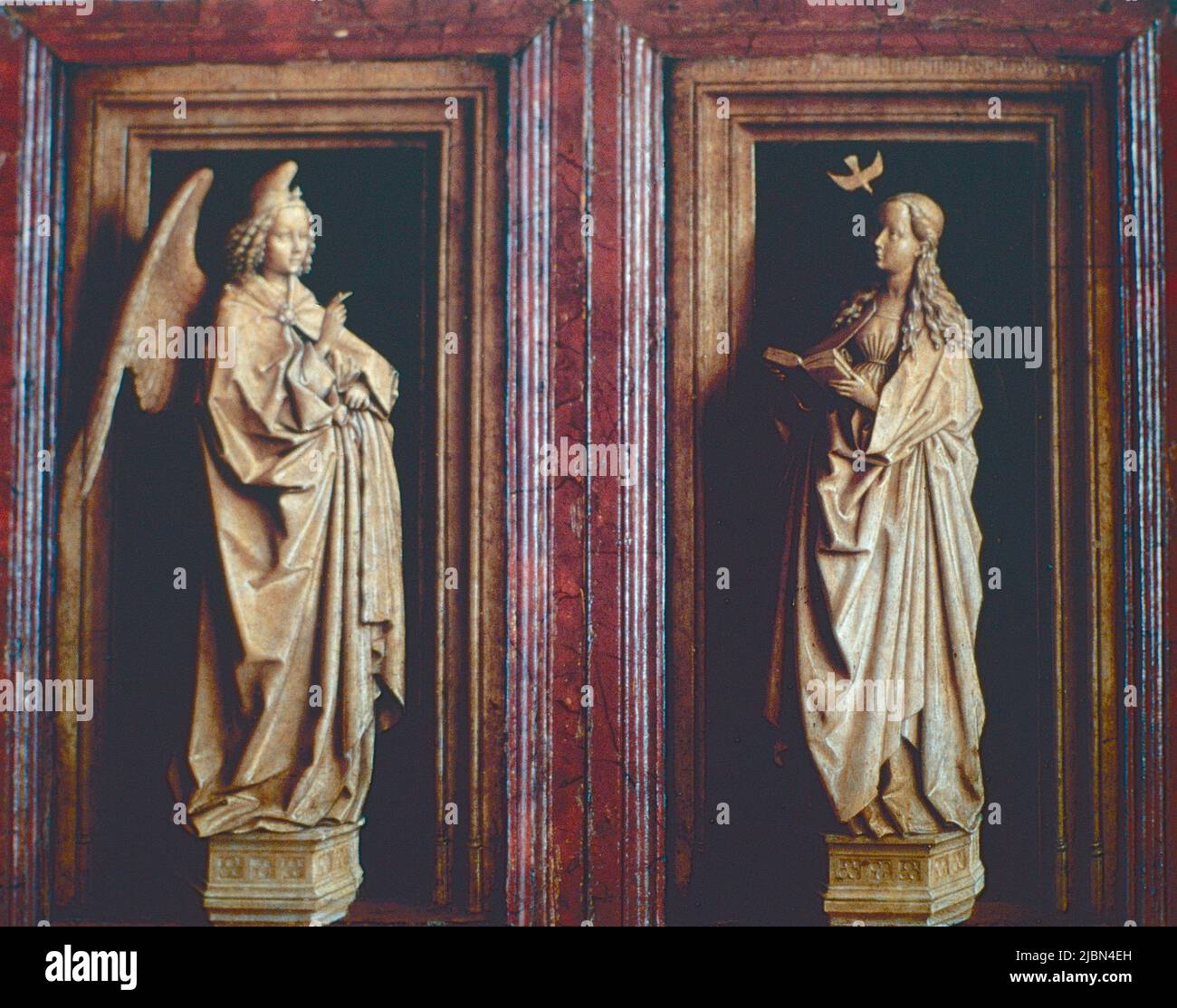 The Annunciation Diptych, painting by Dutch artist Jan van Eyck, 1433-35 Stock Photo