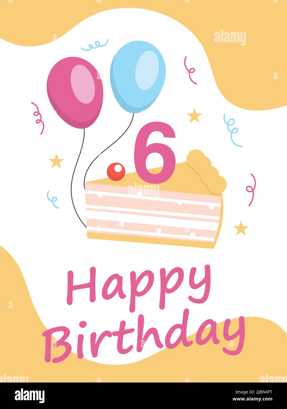 6 years old Birthday Vector Illustration Template Stock Vector