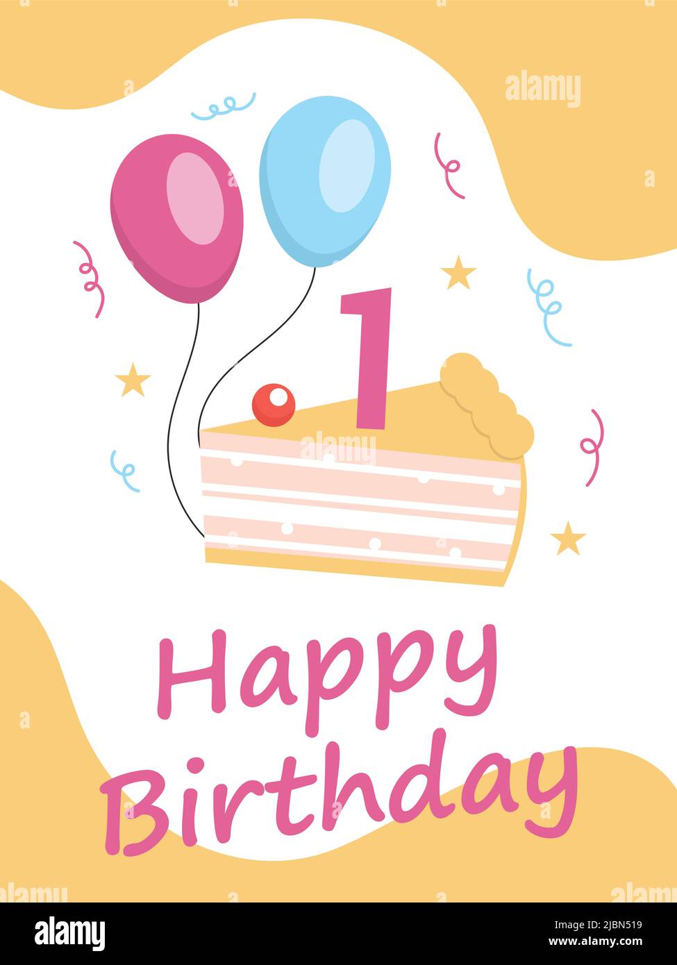 1 years old Birthday Vector Illustration Template Stock Vector