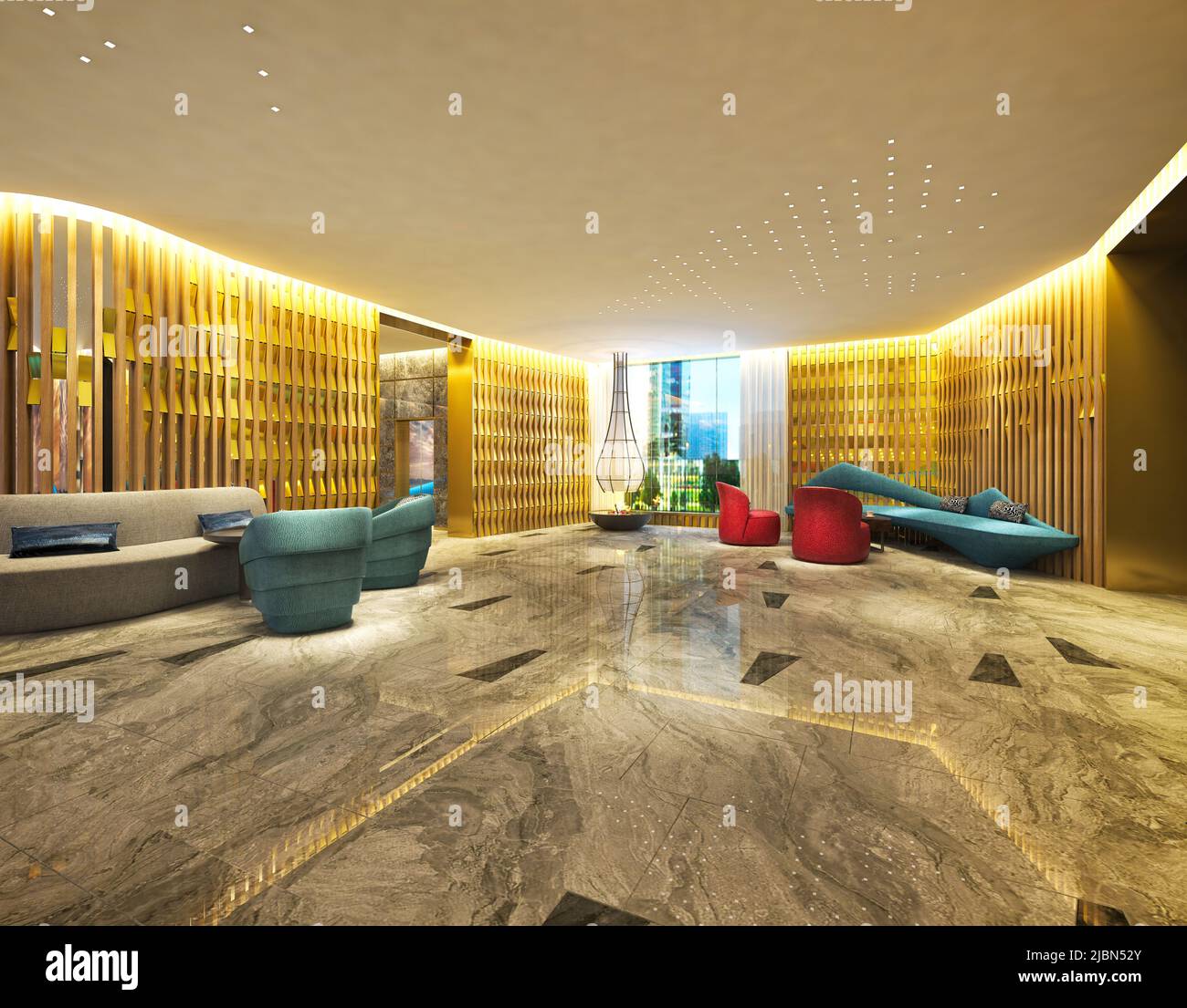 3d render luxury hotel lobby reception Stock Photo