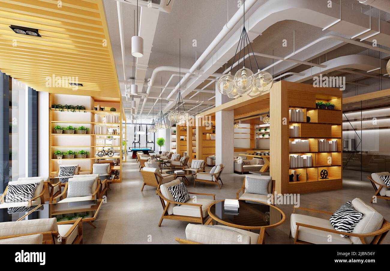 3d render of cafe restaurant interior Stock Photo - Alamy