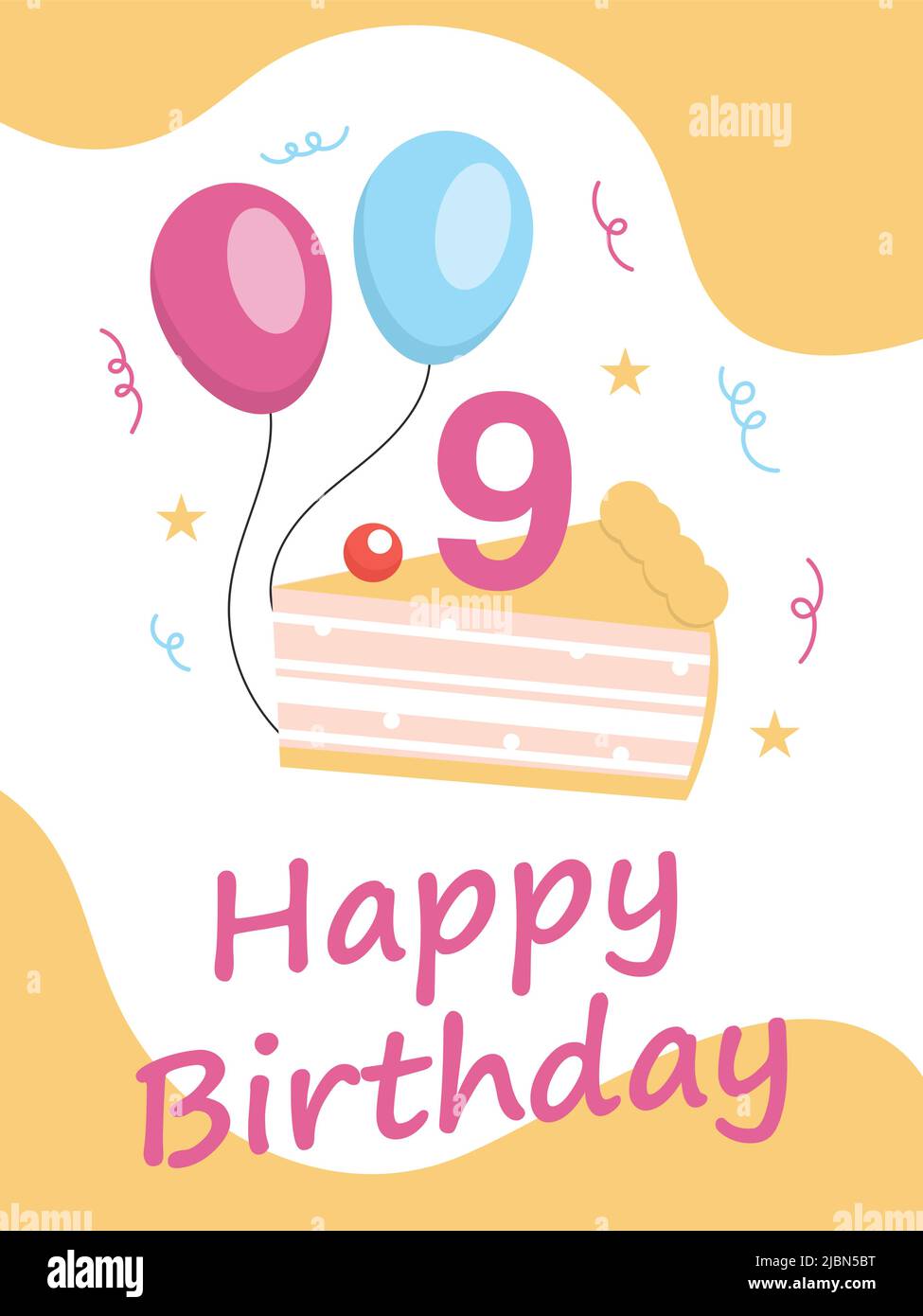 9 years old Birthday Vector Illustration Template Stock Vector