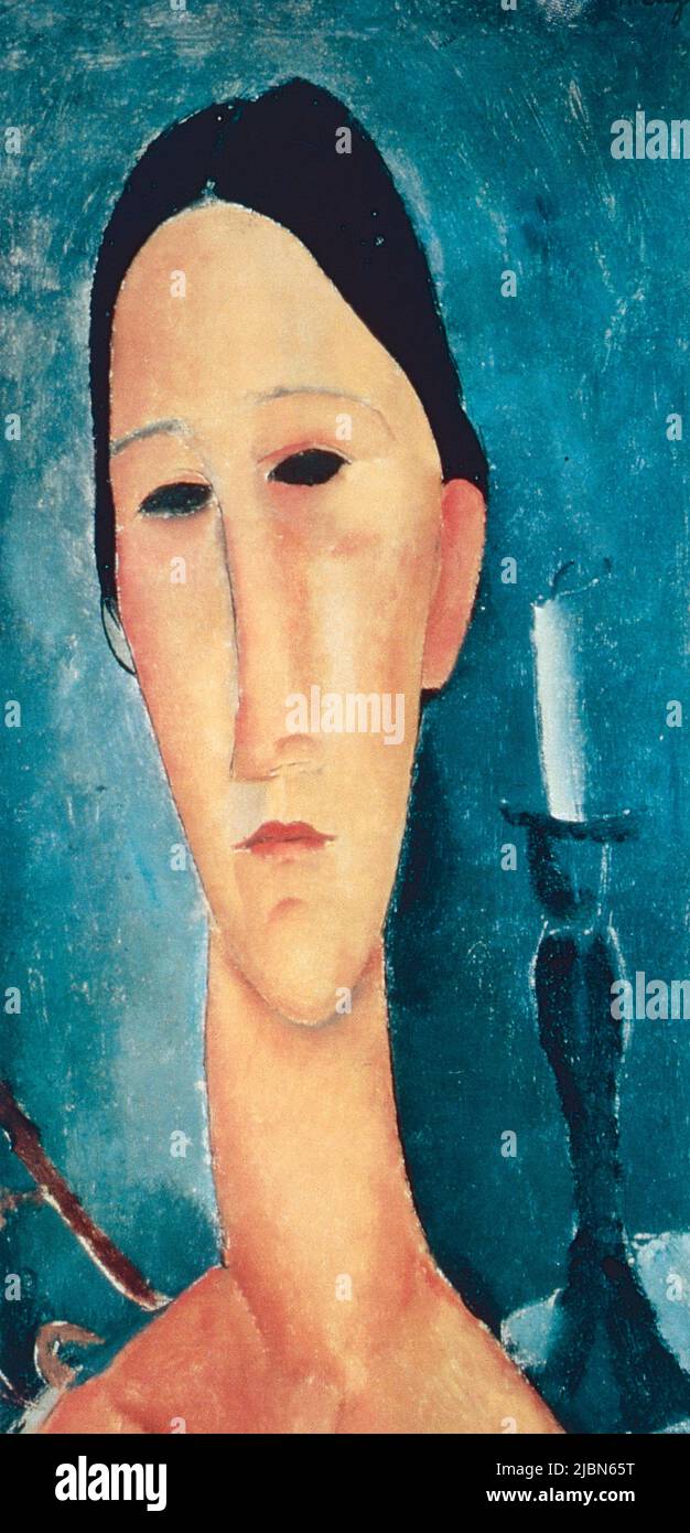 Portrait of a Woman, painting by Italian artist Amedeo Modigliani, 1910s Stock Photo