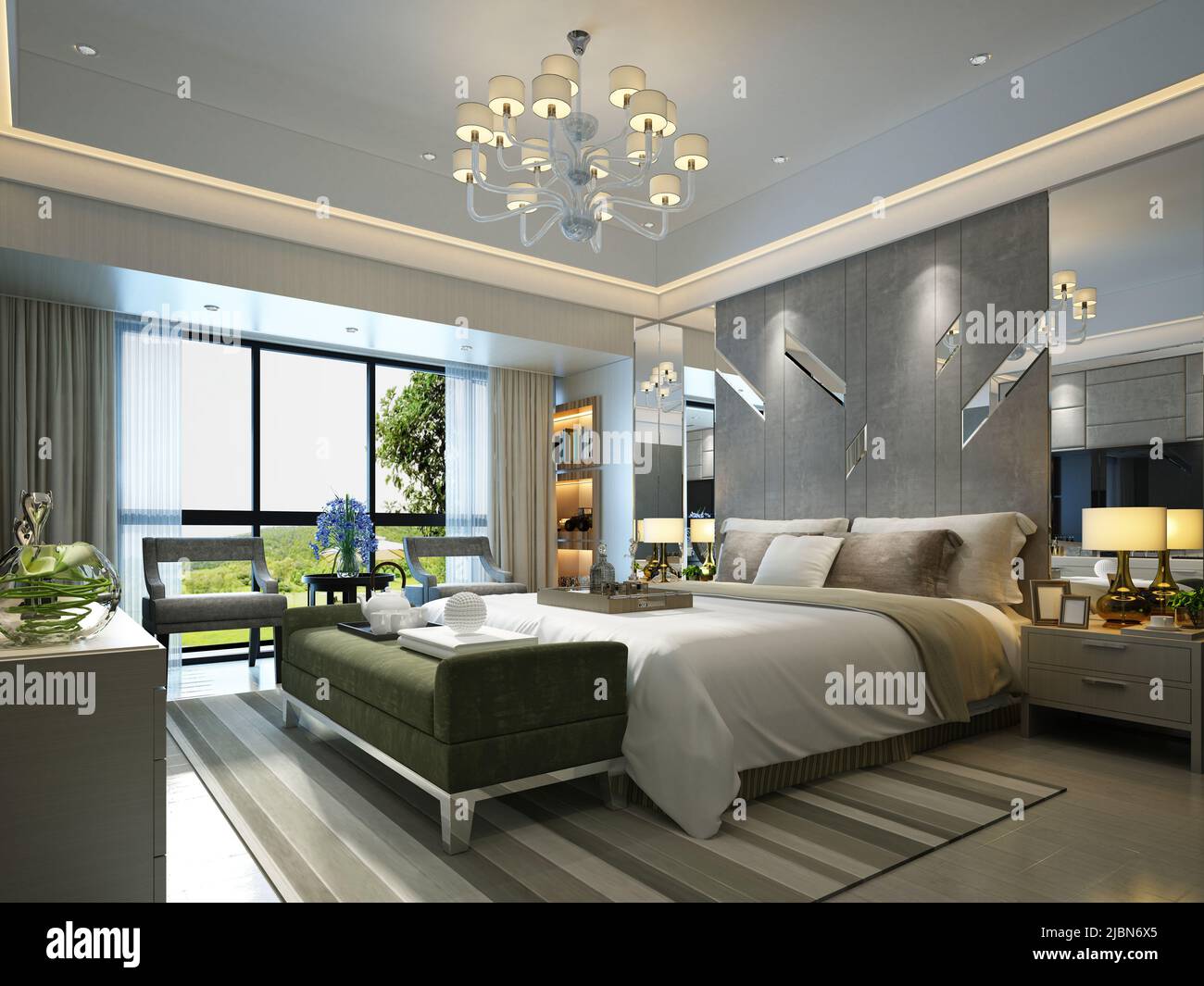 3d render of modern bedroom Stock Photo
