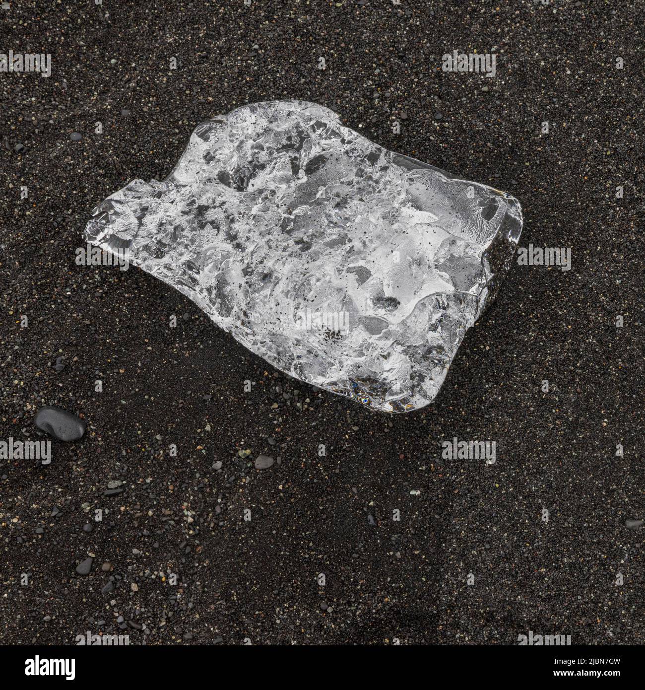 The remains of ice floes on the shoreline at Diamond Beach Iceland Stock Photo