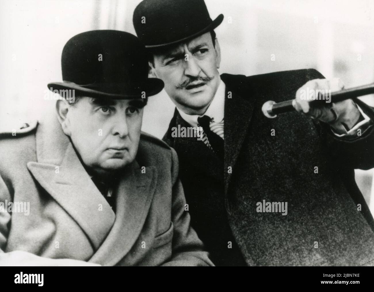 Actors Robert Morley (left) and Tony Randall in the movie The Alphabet Murders, UK 1966 Stock Photo