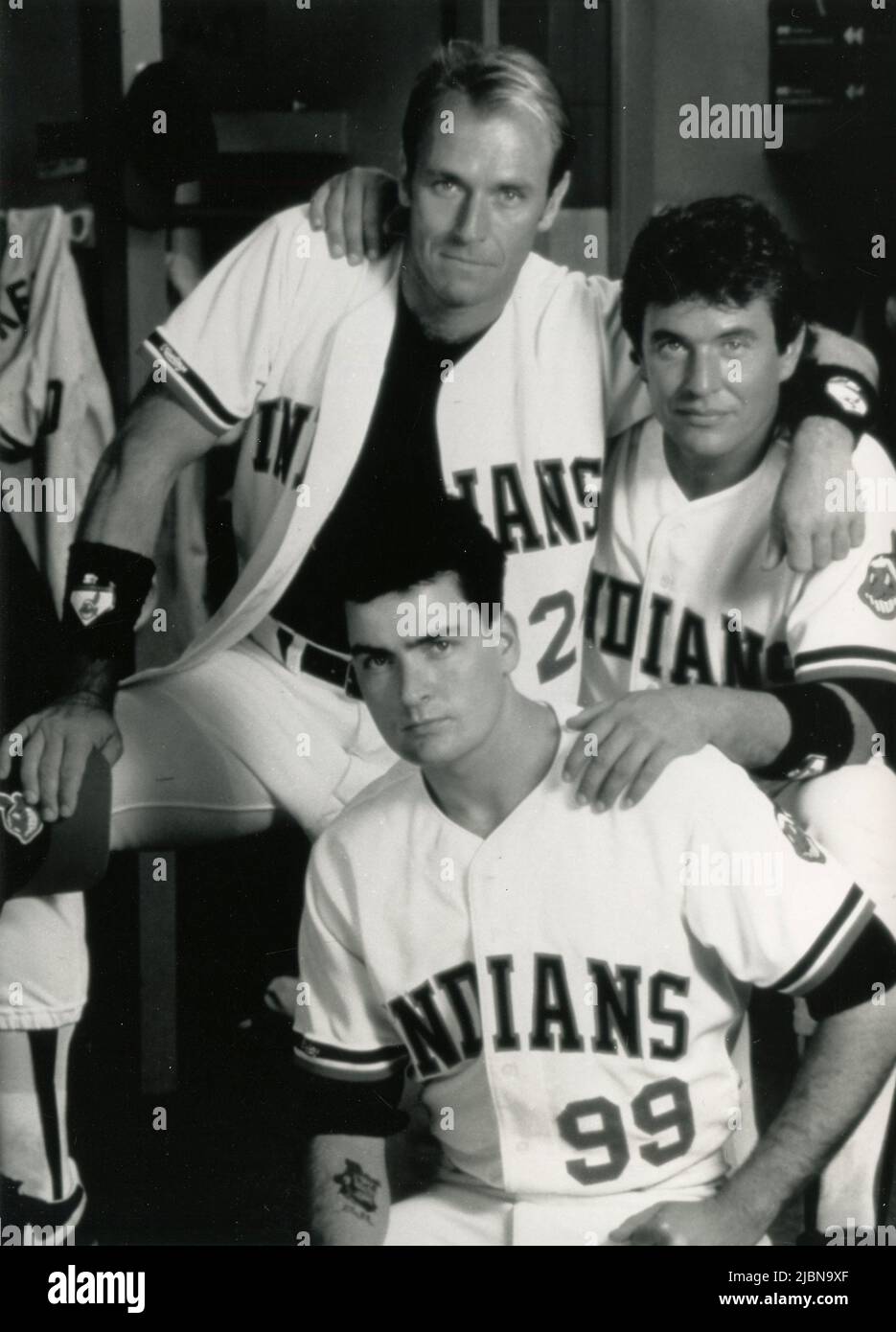 American actors Corbin Bernsen, Tom Berenger, and Charlie Sheen in the movie Major League, USA 1989 Stock Photo
