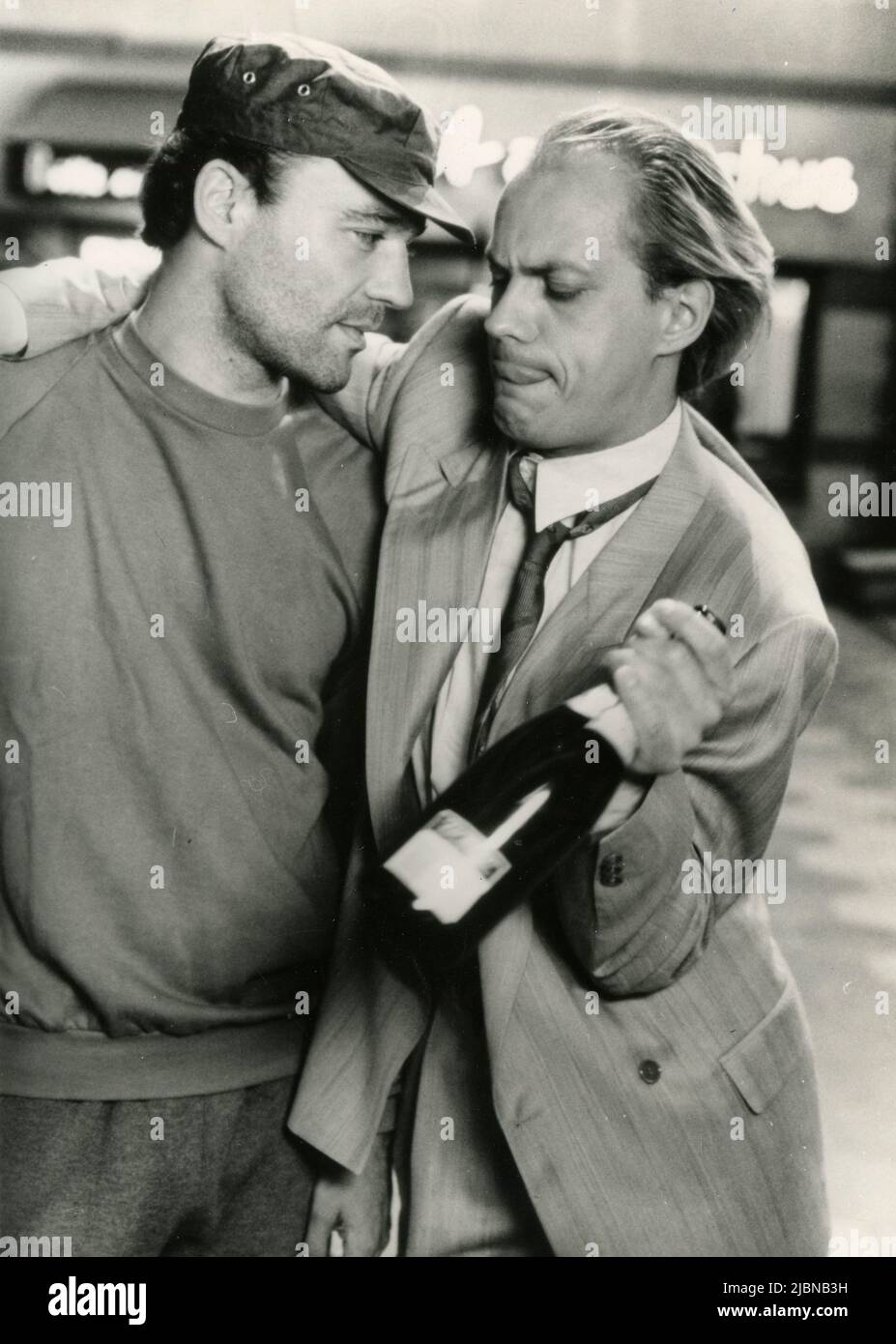 German actors Heiner Lauterbach and Uwe Ochsenknecht in the movie Manner, Germany 1985 Stock Photo