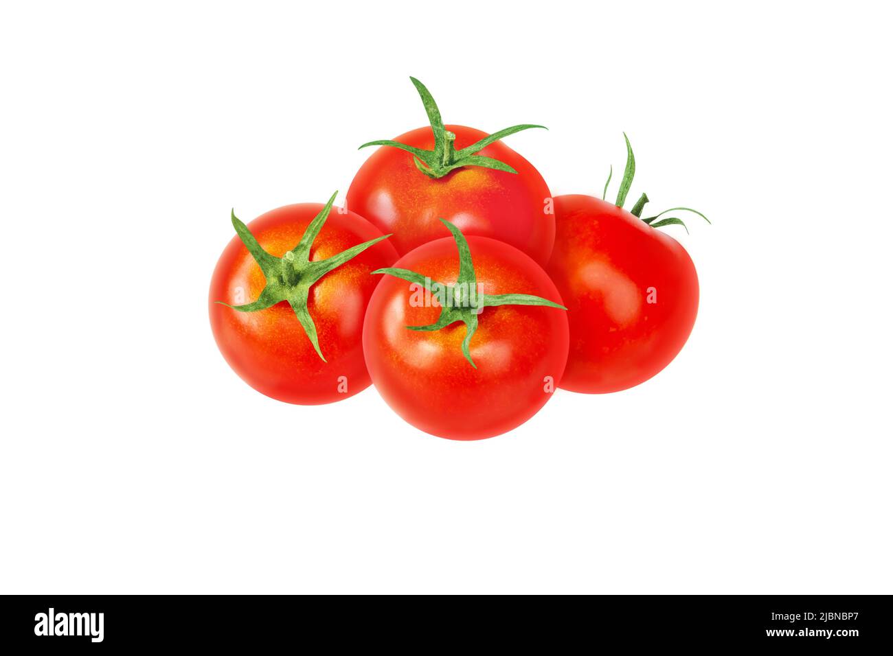 Tomato red vegetables heap isolated on white background. Solanum lycopersicum ripe fruit. Stock Photo