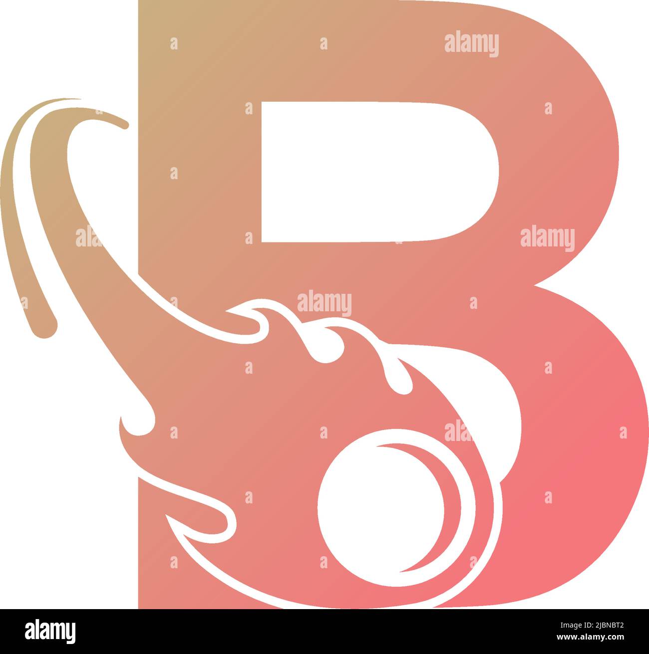 Letter B is passed by a falling meteor icon illustration vector Stock Vector