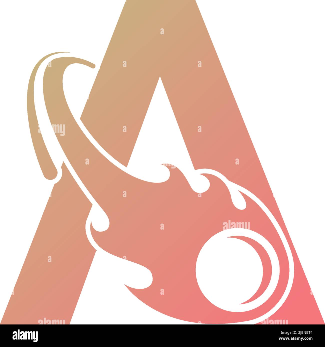 Letter A is passed by a falling meteor icon illustration vector Stock Vector