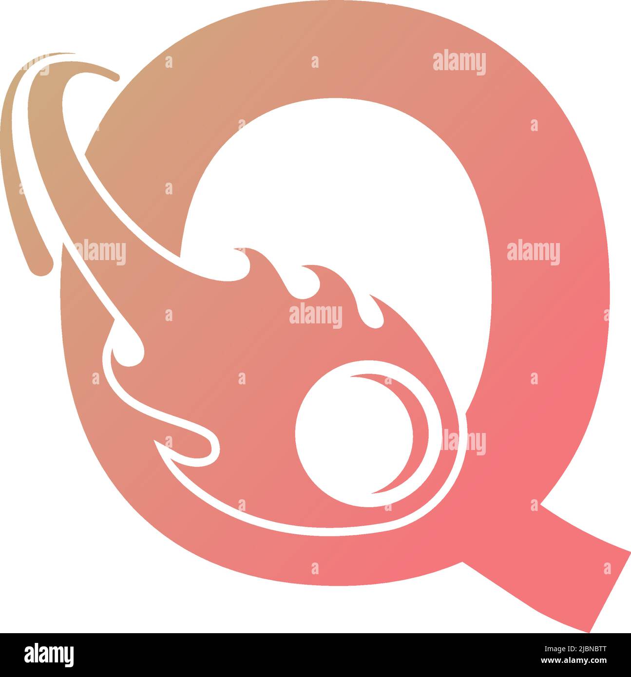 Letter Q is passed by a falling meteor icon illustration vector Stock ...