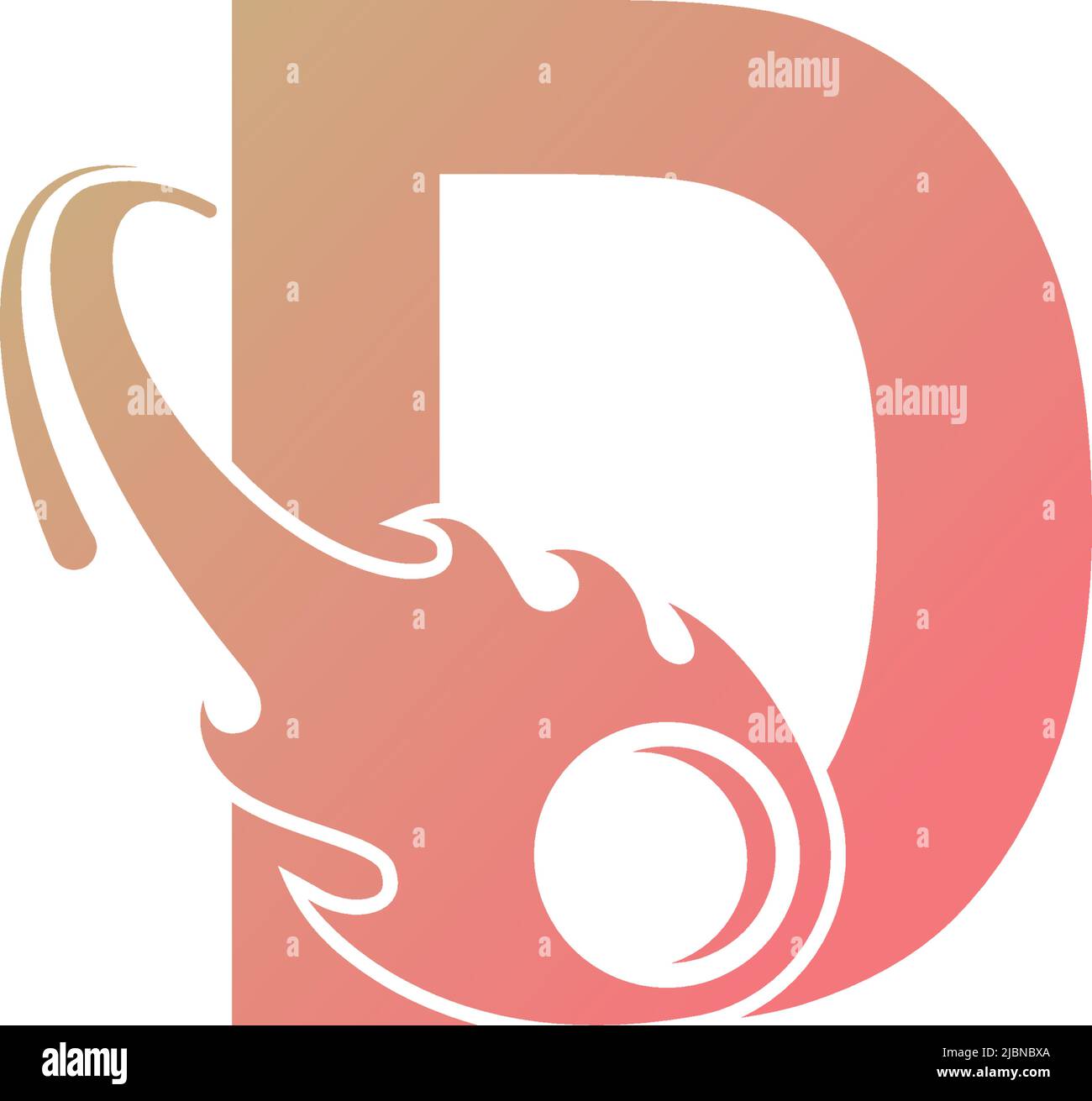 Letter D is passed by a falling meteor icon illustration vector Stock Vector