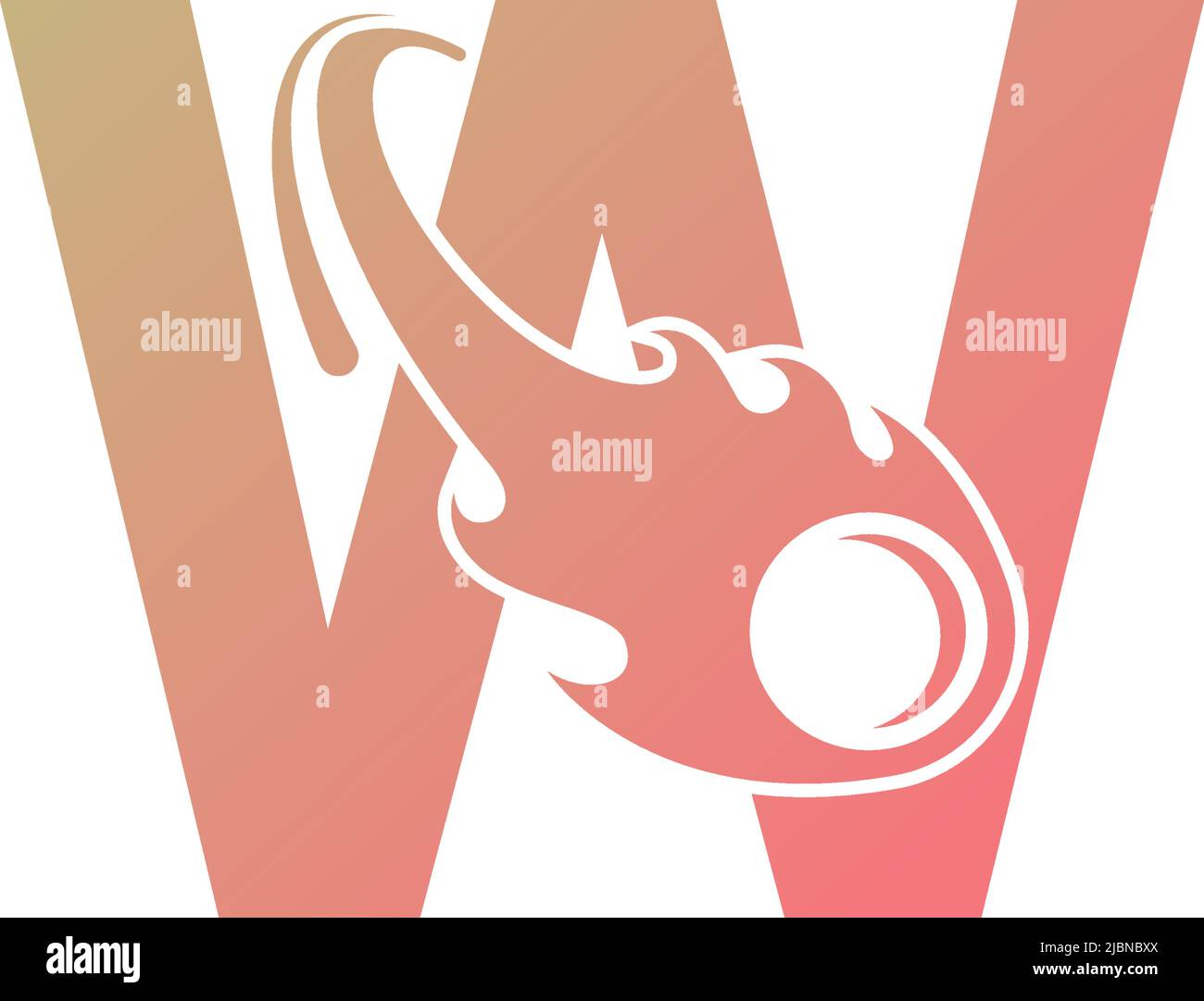 Letter W is passed by a falling meteor icon illustration vector Stock Vector