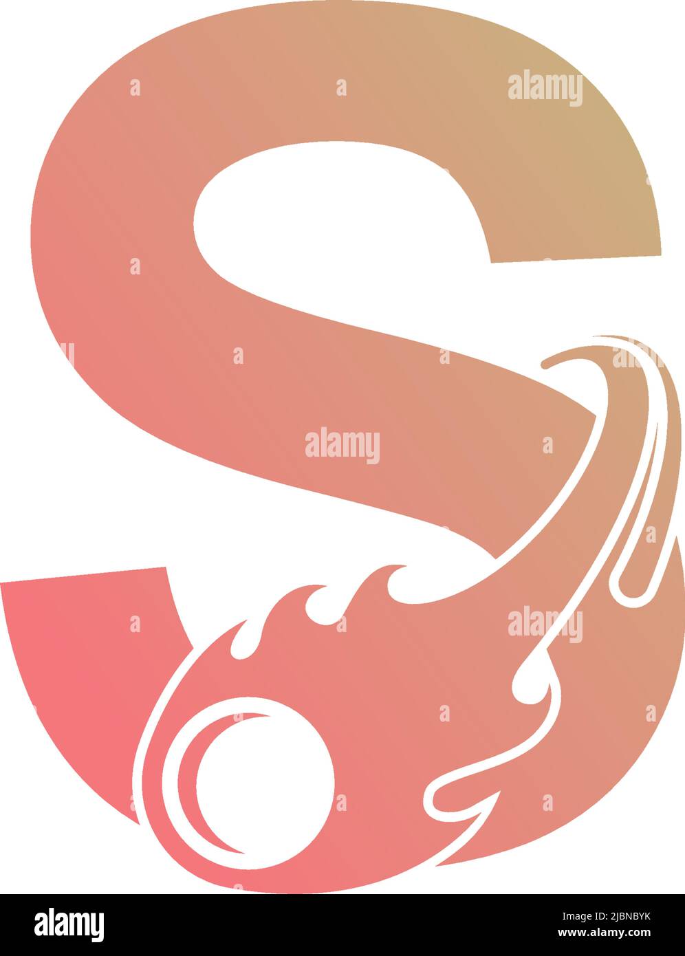 Letter S is passed by a falling meteor icon illustration vector Stock Vector