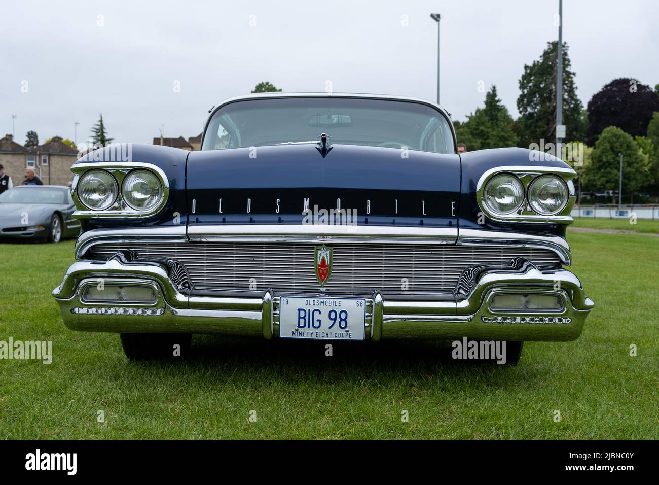 1958 Oldsmobile Ninety Eight Coupe at the American Classic Car Show at Keynsham rugby club (Jun22) Stock Photo