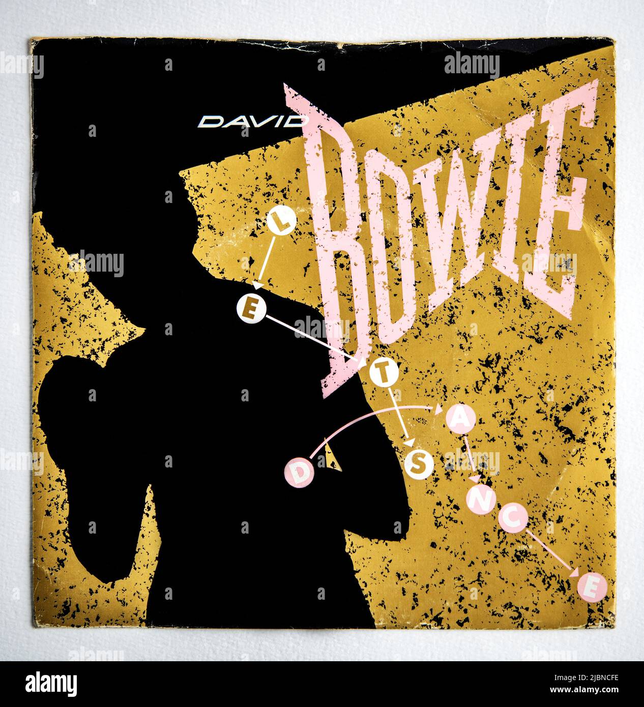 Picture cover of the seven inch single version of Let's Dance by David Bowie, which was released in 1983 Stock Photo