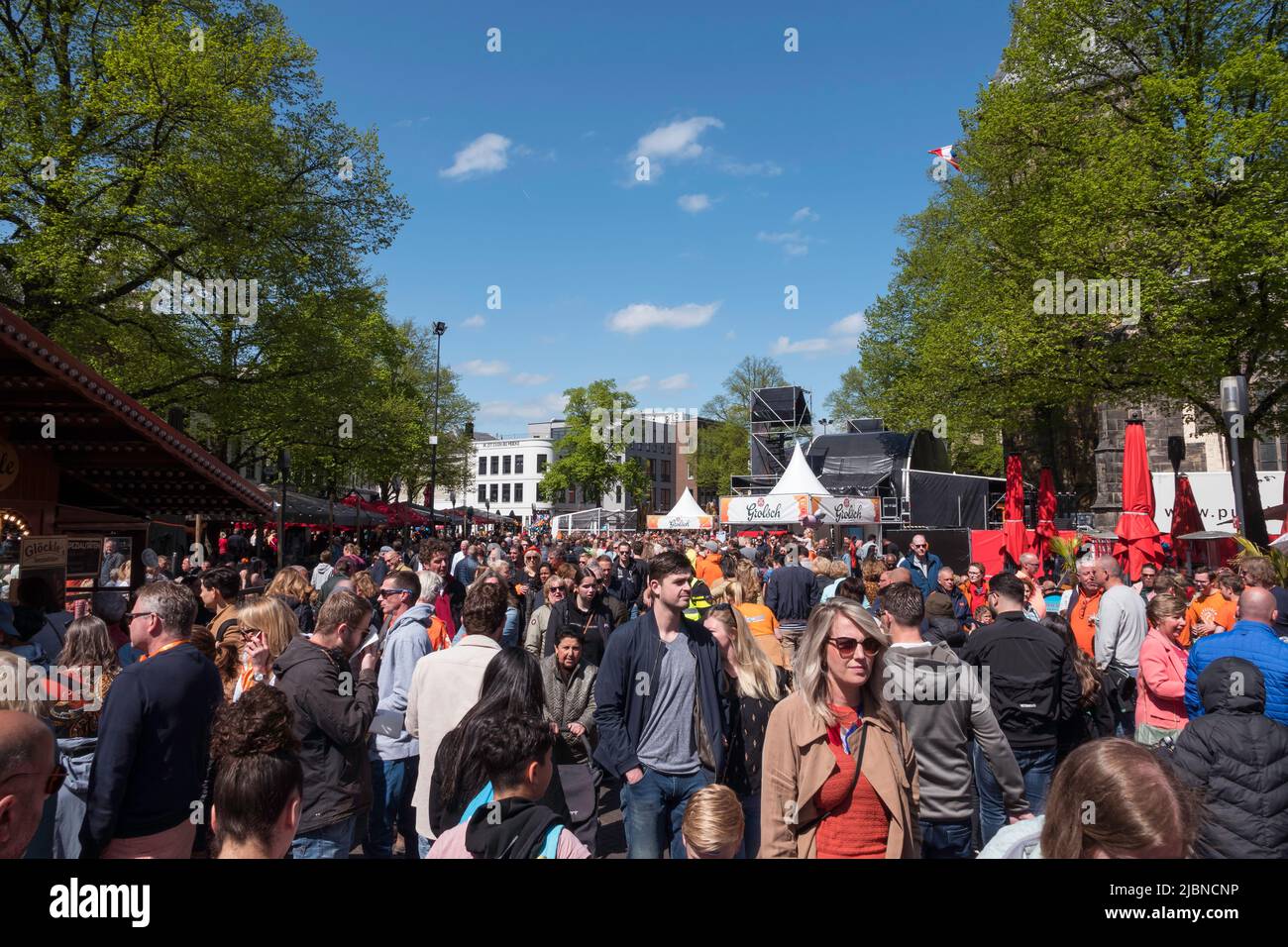 Large groups of people in the center of enschede Stock Photo
