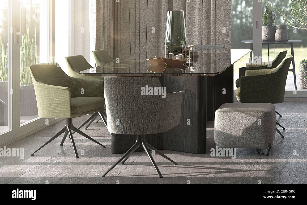 Curated visual reference: Gallery Detail: Minimalism Modern Interior Design Studio Dining Room With Luxury Table