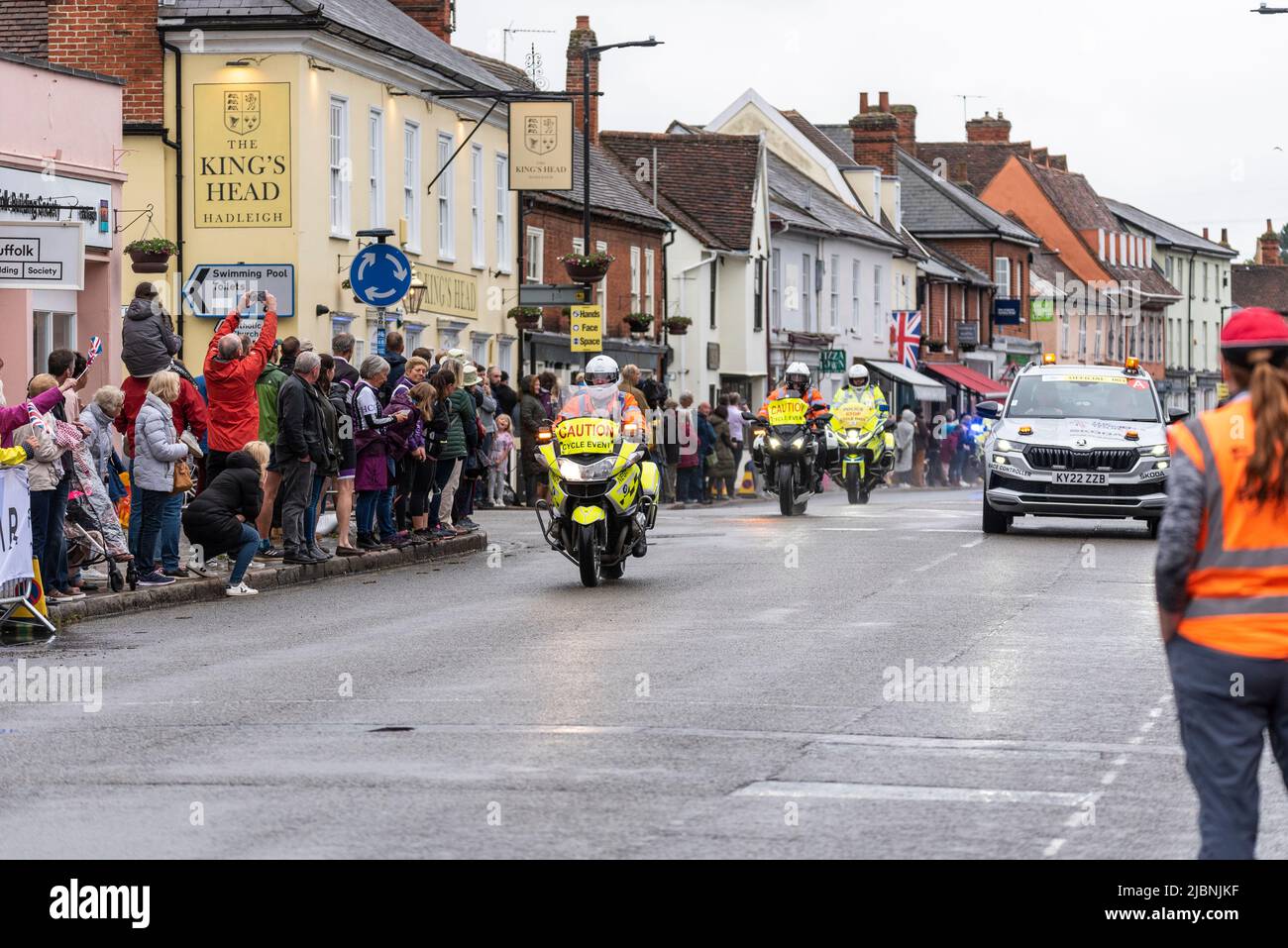 Rolling road block motorcycle riders supporting the UCI Women’s Tour