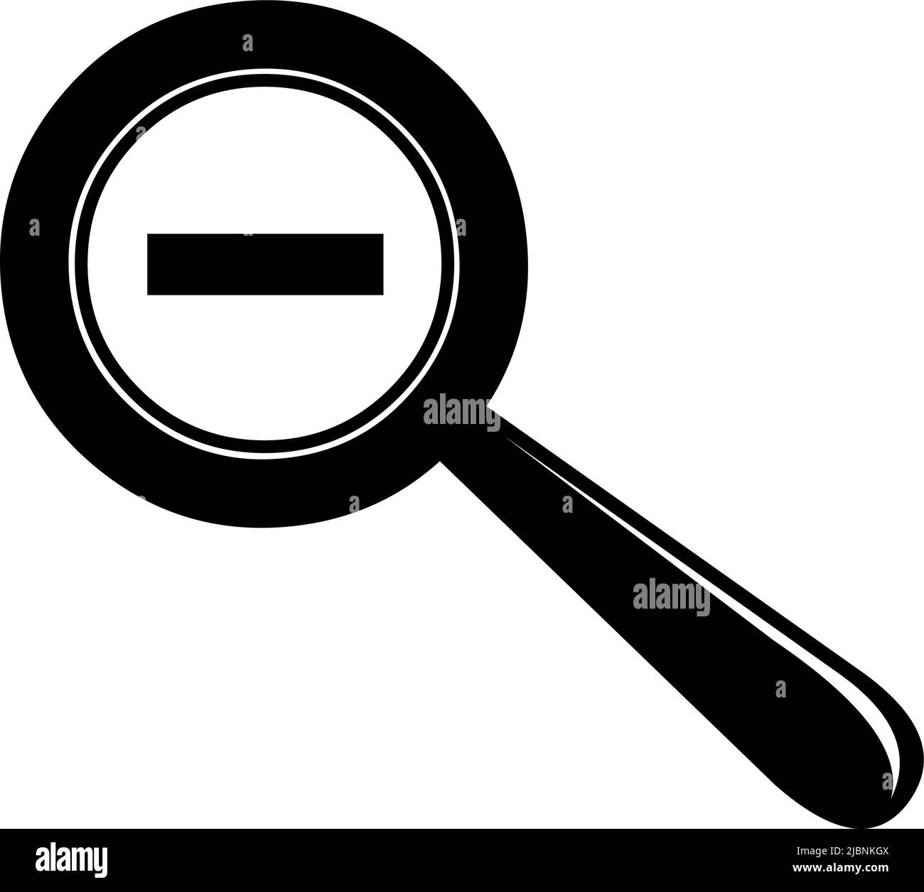 Vector icon illustration of a magnifying glass with the minus sign, in concept of decrease or zoom out Stock Vector