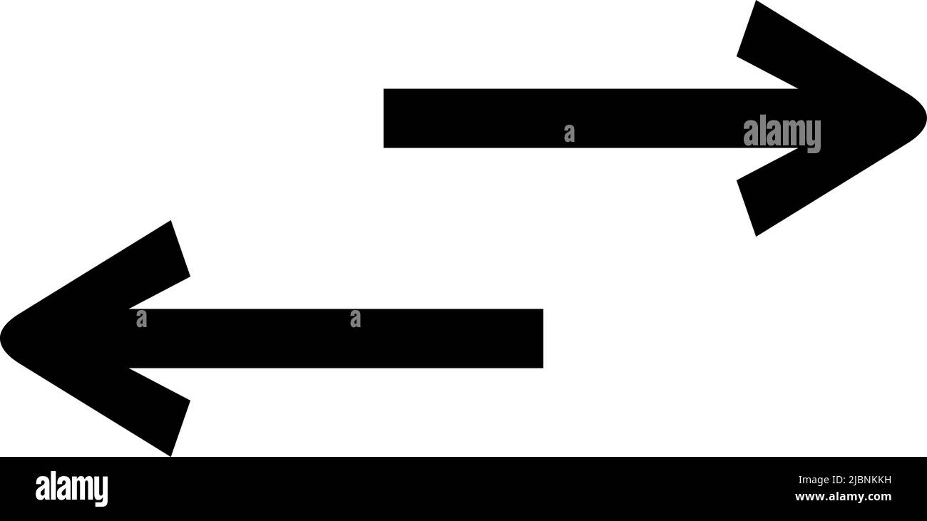 Vector illustration of black arrows, indicating the right and left