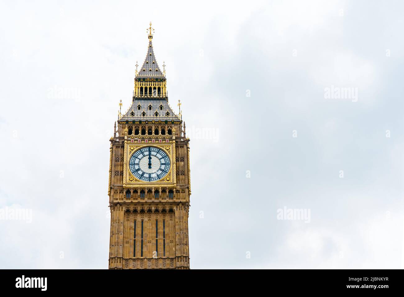 Big Ben, London, UK. A view of the popular London landmark, the clock tower known as Big Ben against a blue and cloudy sky. High quality photo Stock Photo