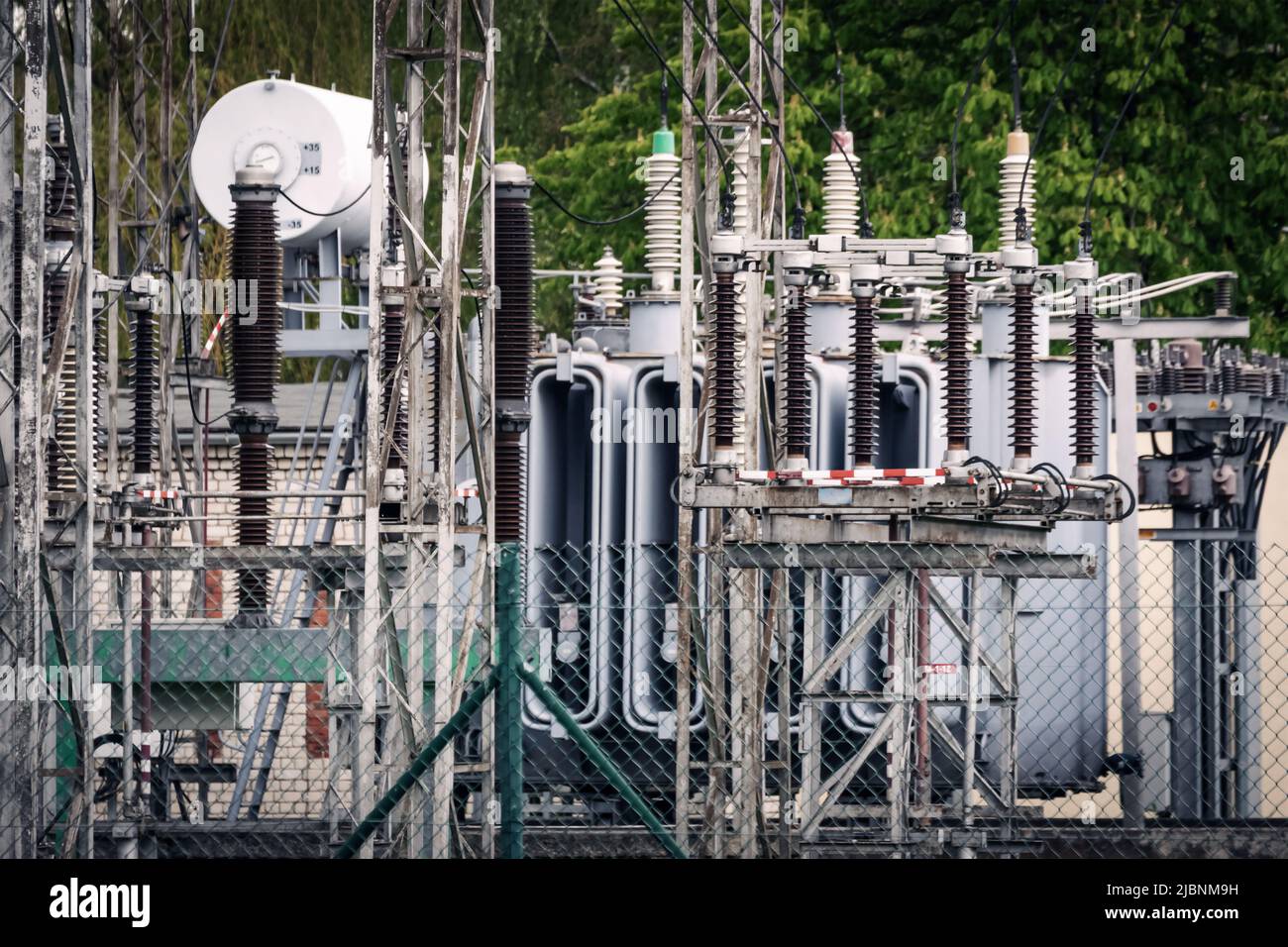 High voltage transformer station. conversion of electricity on high